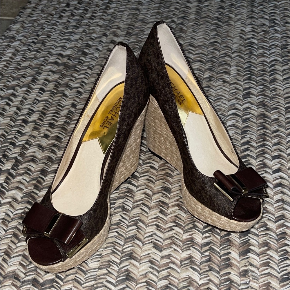 Michael Kors Dark Brown Peep-Toe Heels
